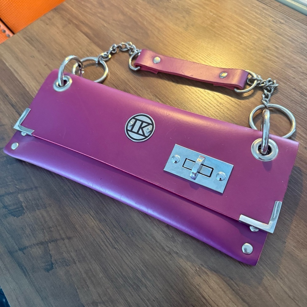 TK Magenta Purple Neoprene Clutch Industrial Chic Whimsical Edgy Surfer Beach